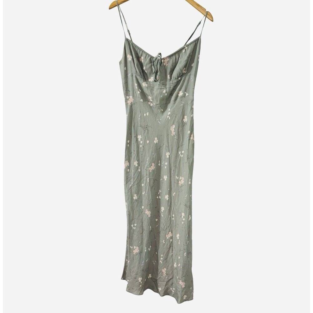 Aritzia Wilfred Bellow Green Floral Midi Adjustable Sundress Dress Size Small - Picture 2 of 8